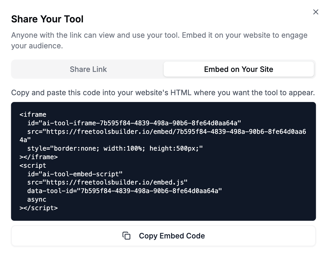 Embed code example